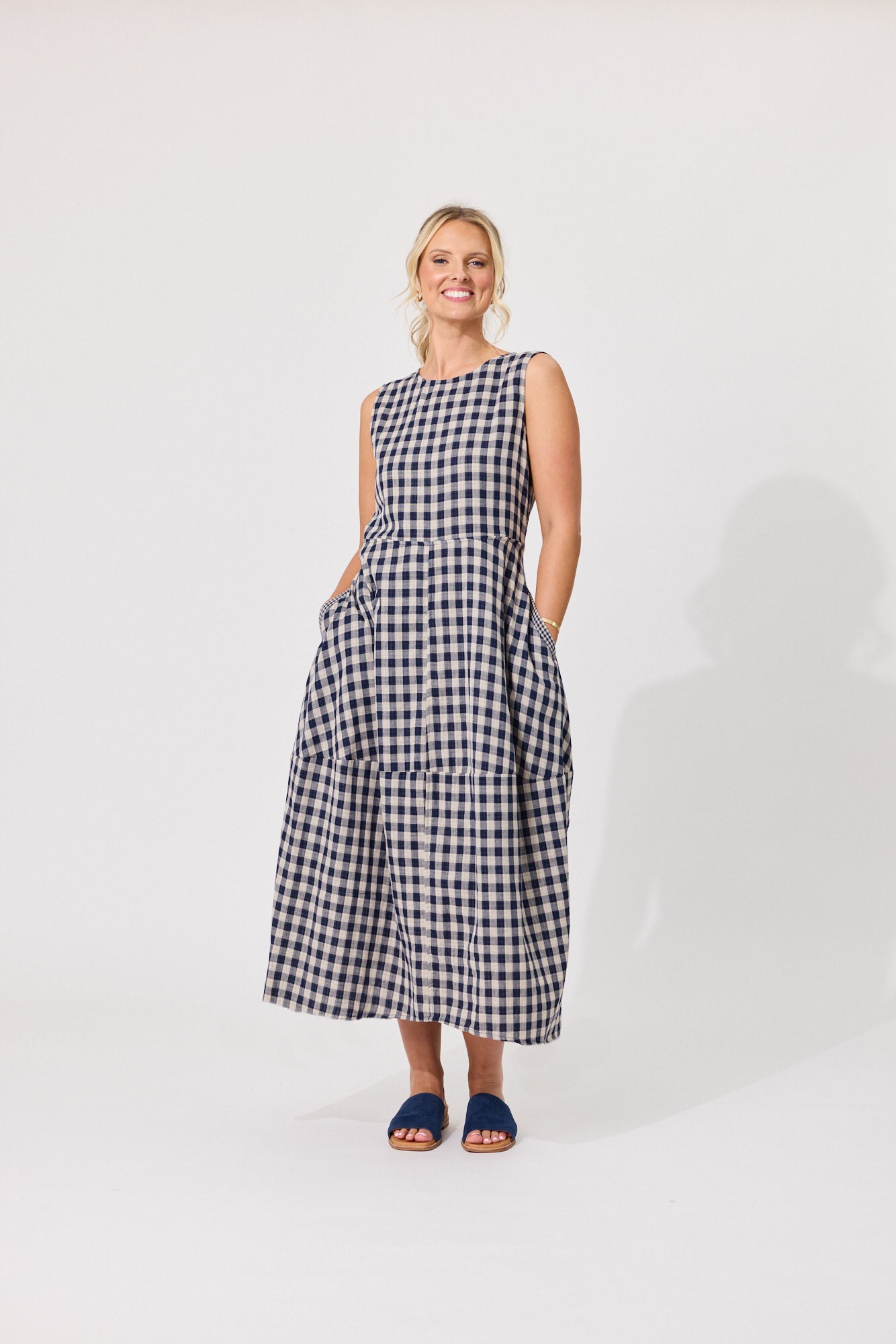 
                  
                    ANTIONA DRESS-NAVY GINGHAM
                  
                