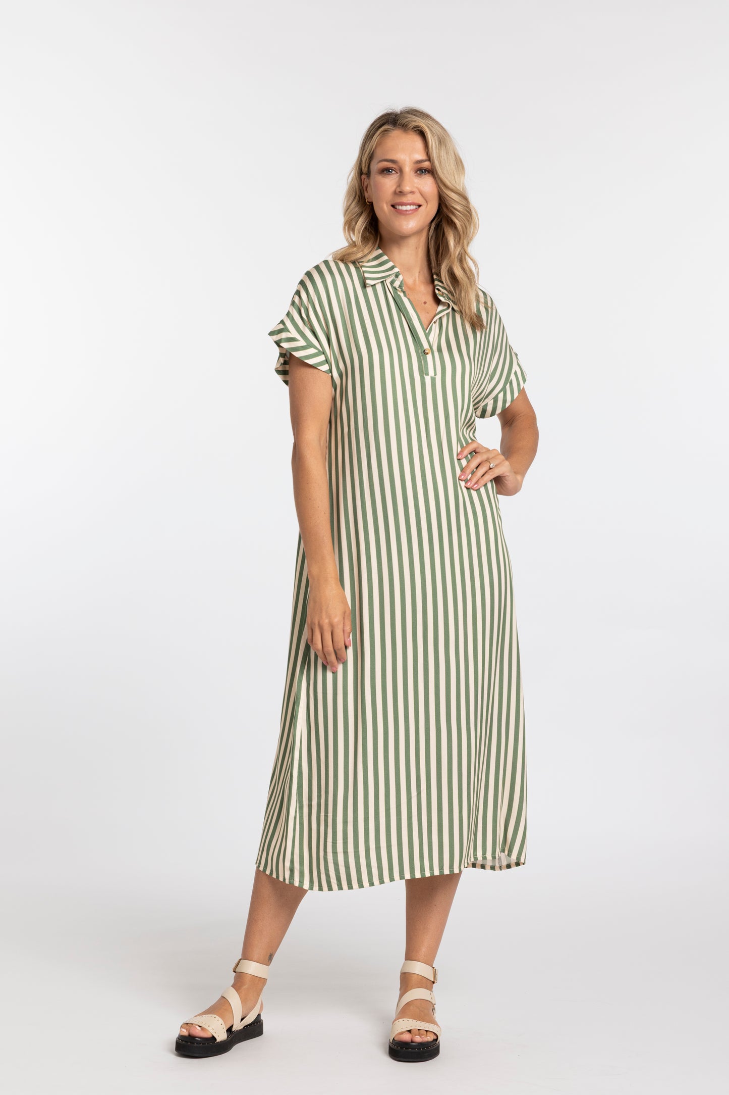 
                  
                    SAVANA DRESS-GREEN STRIPE
                  
                