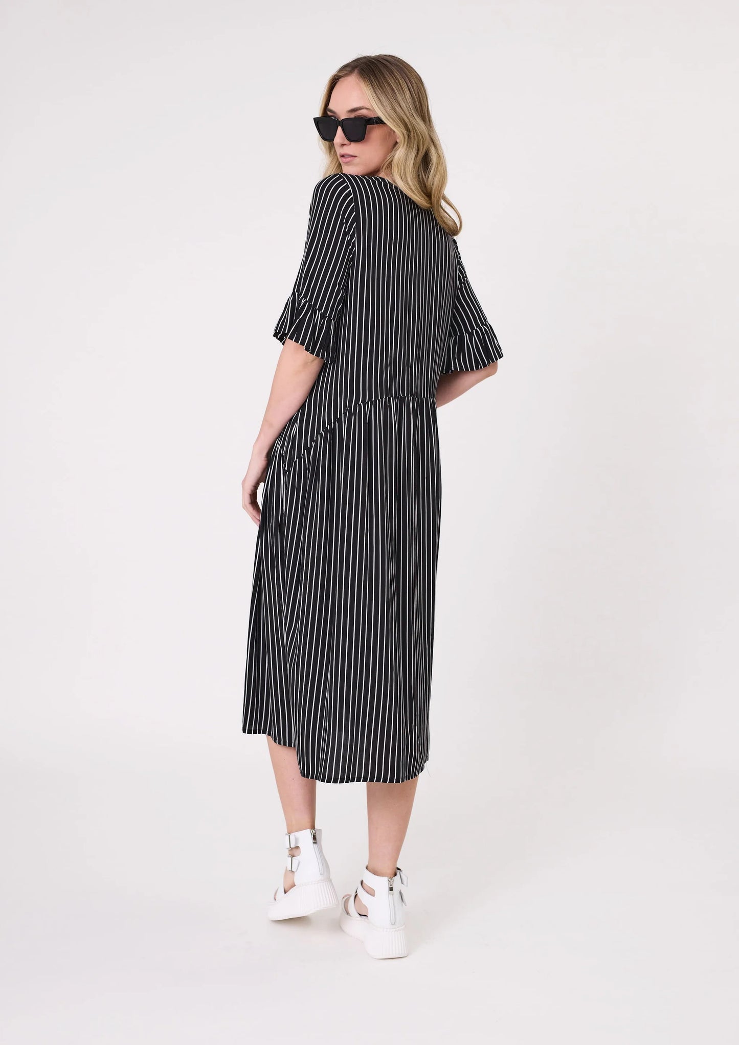 
                  
                    Madonna Dress -Black White Stripe
                  
                