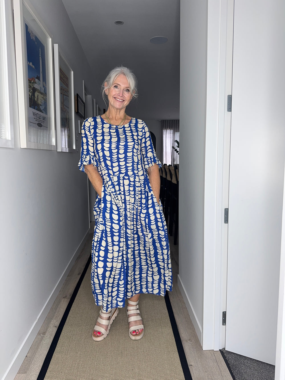Madonna Dress -Cobalt Print