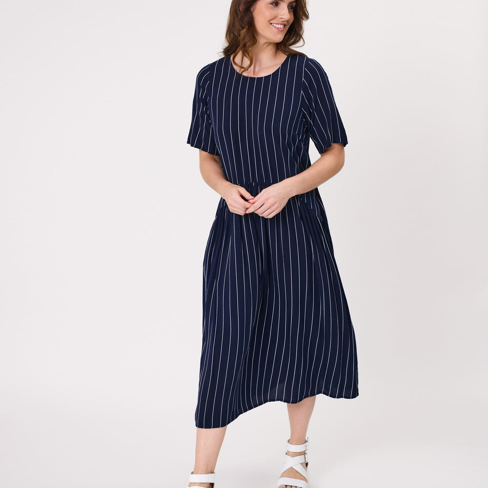 
                  
                    Monroe Dress -NAVY STRIPE
                  
                