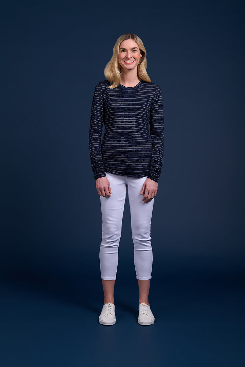 Robinson Top Stripe-Navy/White