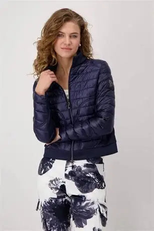 409367 Quilted Stand up collar Jacket-Deep Ocean