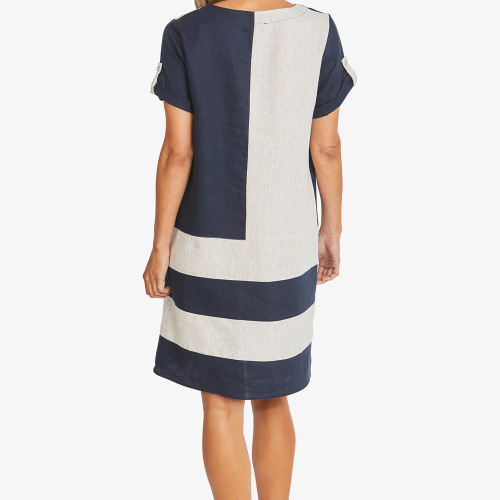 
                  
                    HOLLIE DRESS-NATURAL/NAVY LINEN
                  
                
