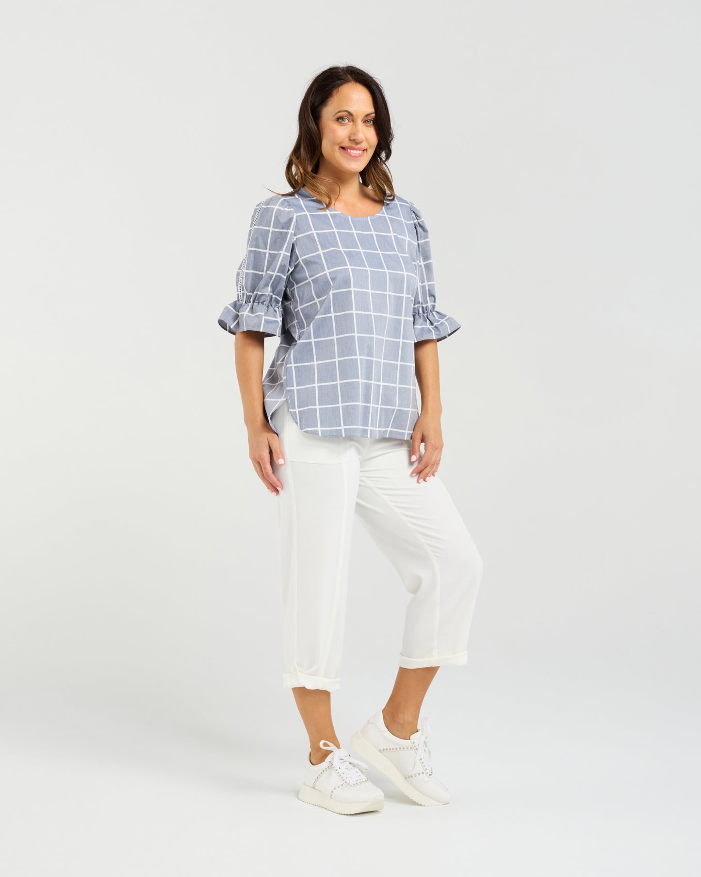 
                  
                    Sadie Top-Blue Grid
                  
                