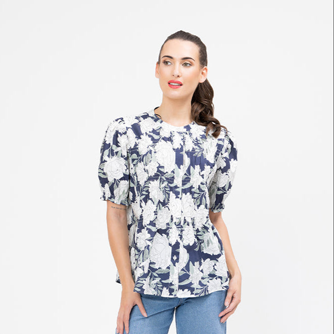 BONITA BLOUSE-MIDNIGHT SAGE
