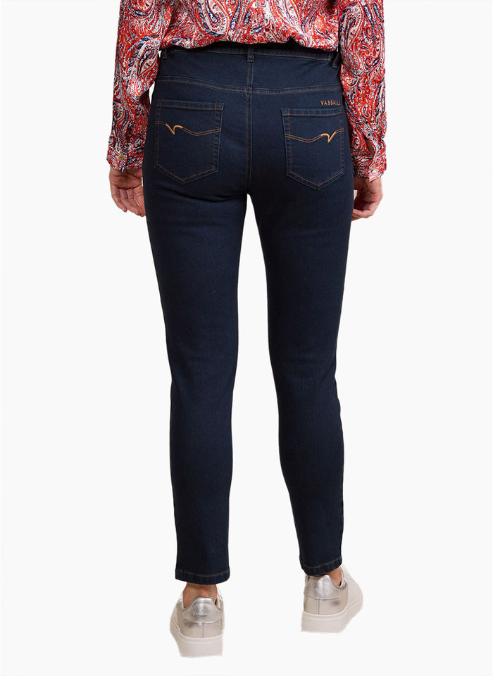 
                  
                    5009 Vassalli Skinny Leg Ankle Grazer Jean with Side Waistband Elastic -indigo
                  
                