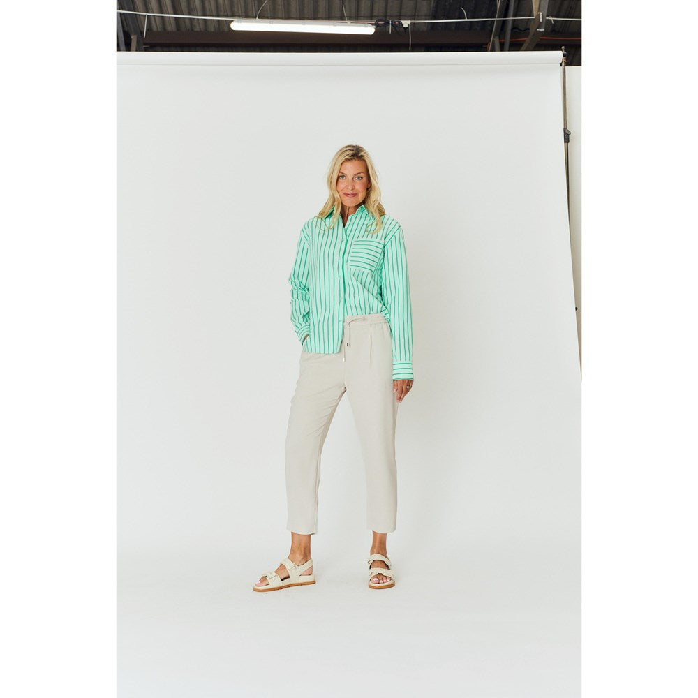 CHLOE SHIRT-GREEN STRIPE