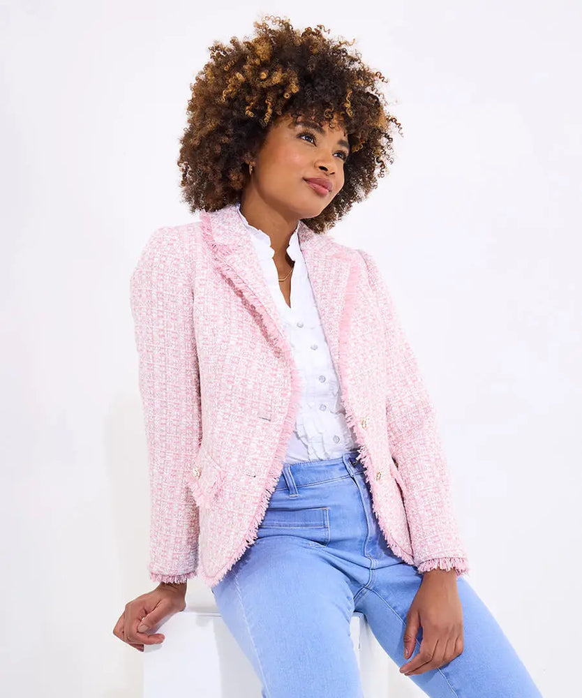 
                  
                    Claudette Floral Fastening Tweed Jacket
                  
                