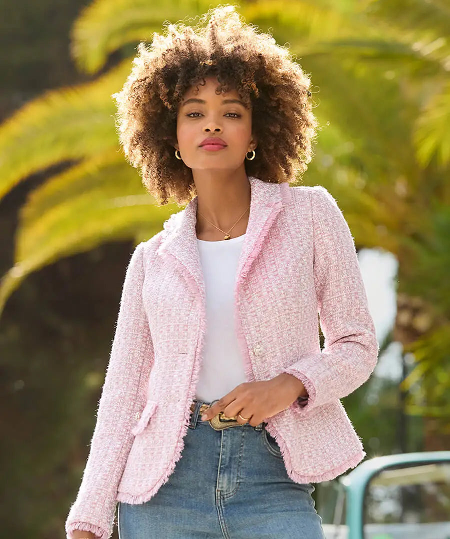 Claudette Floral Fastening Tweed Jacket