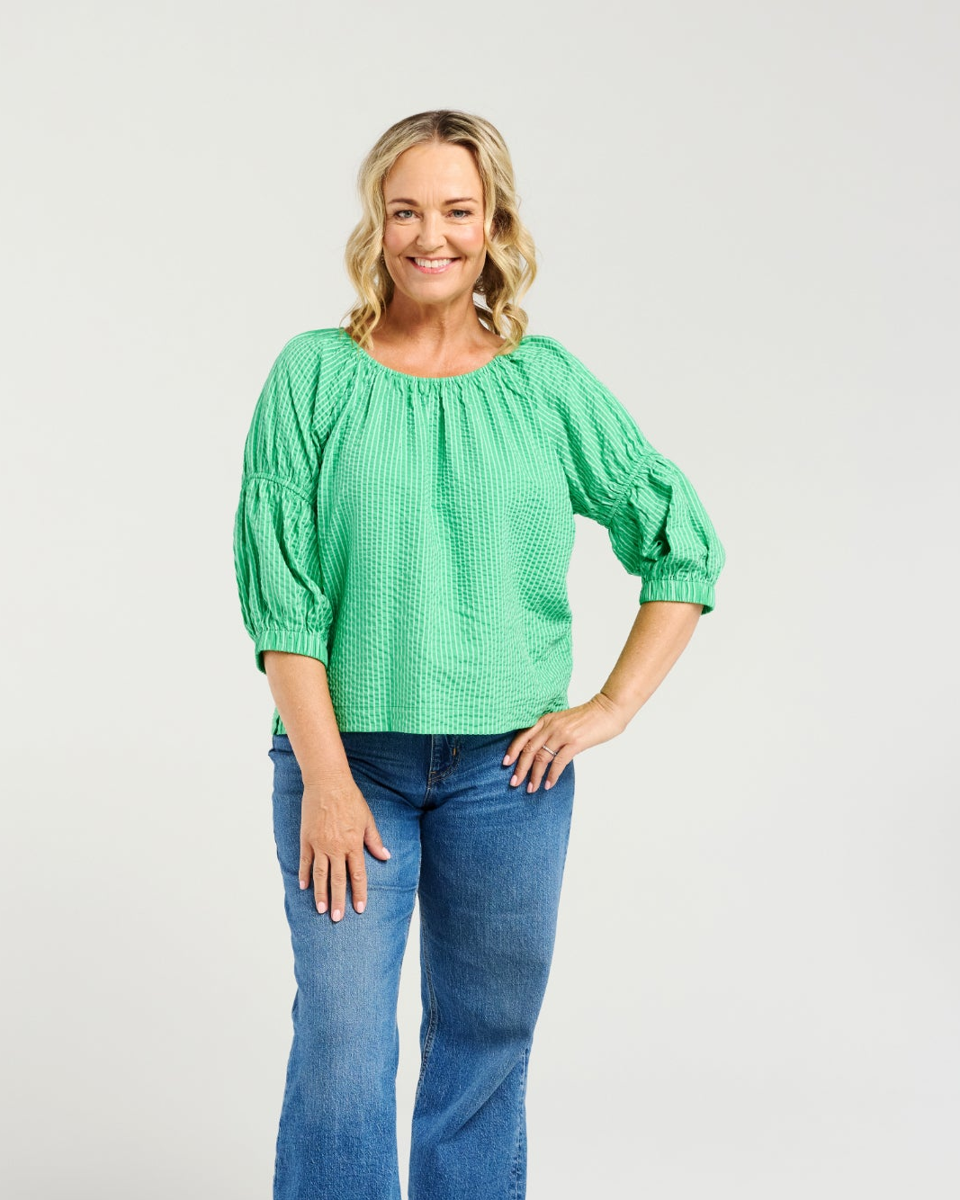 
                  
                    ZAFINA CAITLIN TOP-GREEN STRIPE
                  
                