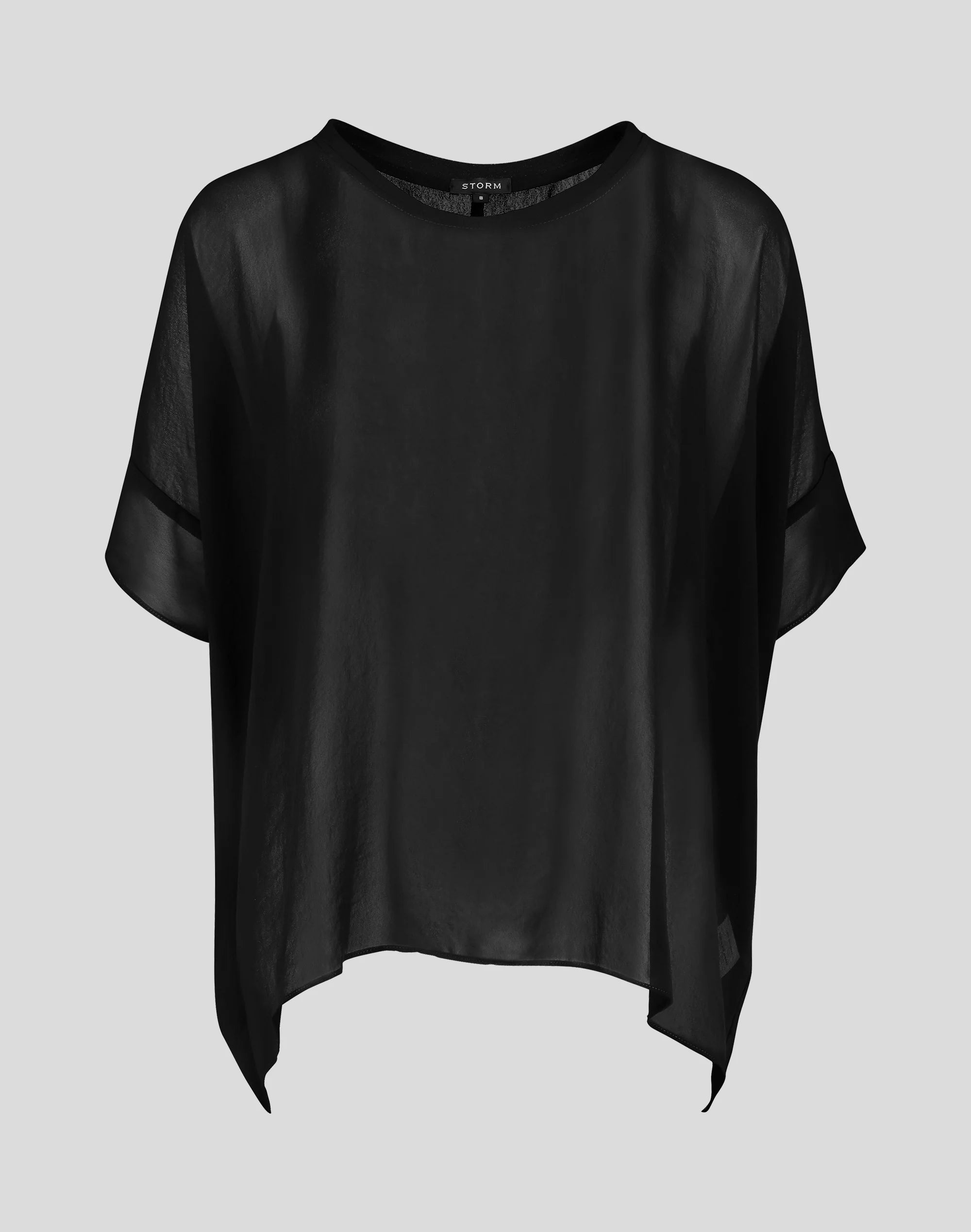 Relaxed Sheer Short Sleeve Top BLACK Viva La Moda