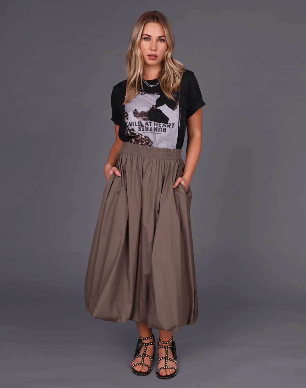 Bubble Skirt-Khaki