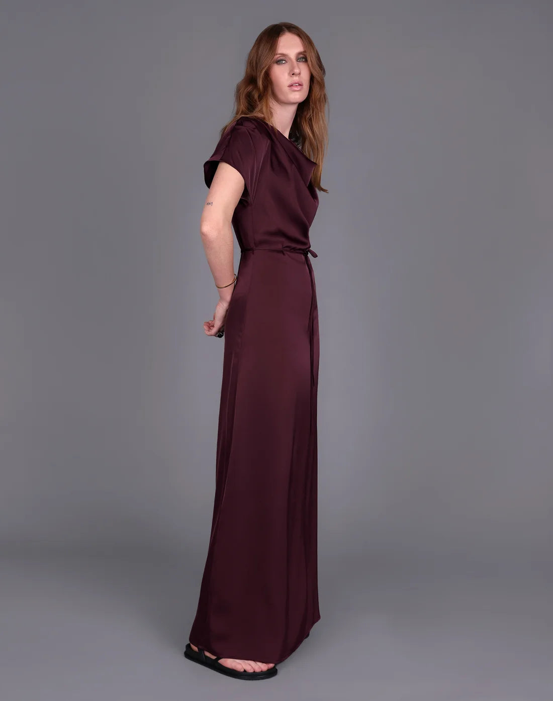 
                  
                    STORM Drape Front Maxi Dress-Raisin
                  
                