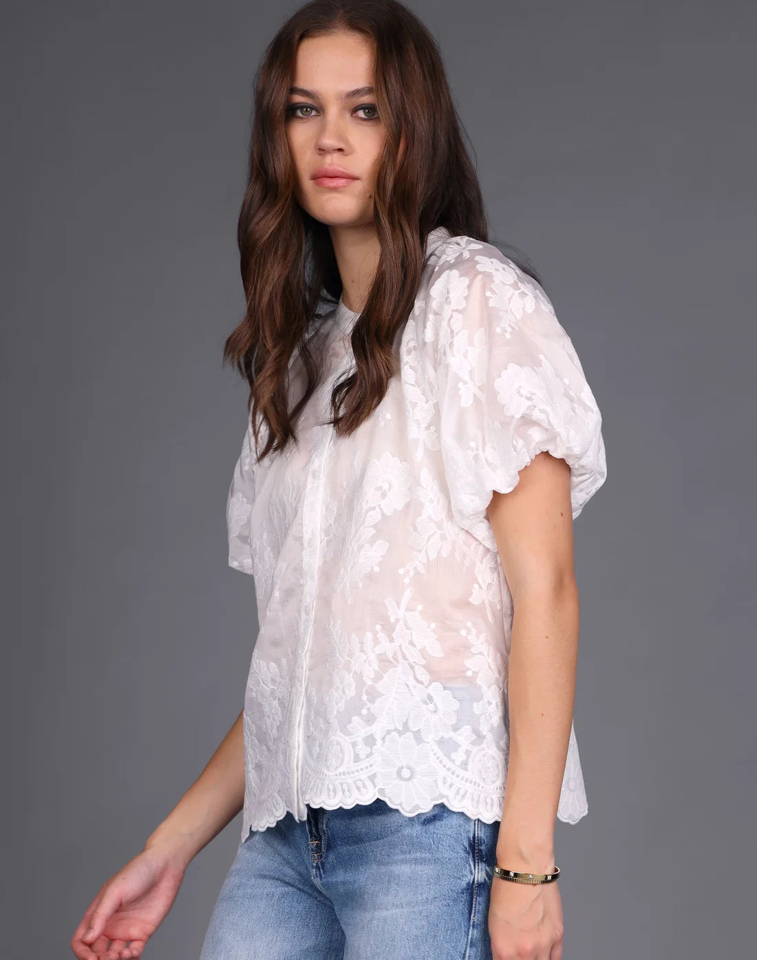 
                  
                    STORM embroidered lace shirt -white
                  
                