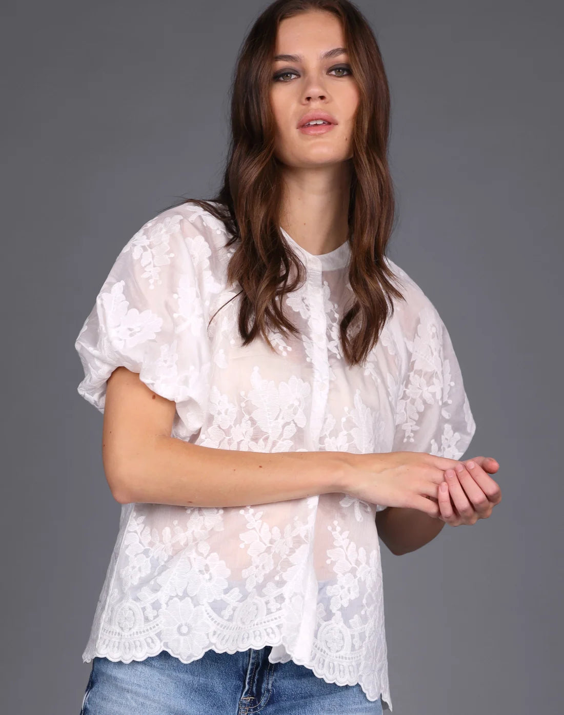 
                  
                    STORM embroidered lace shirt -white
                  
                