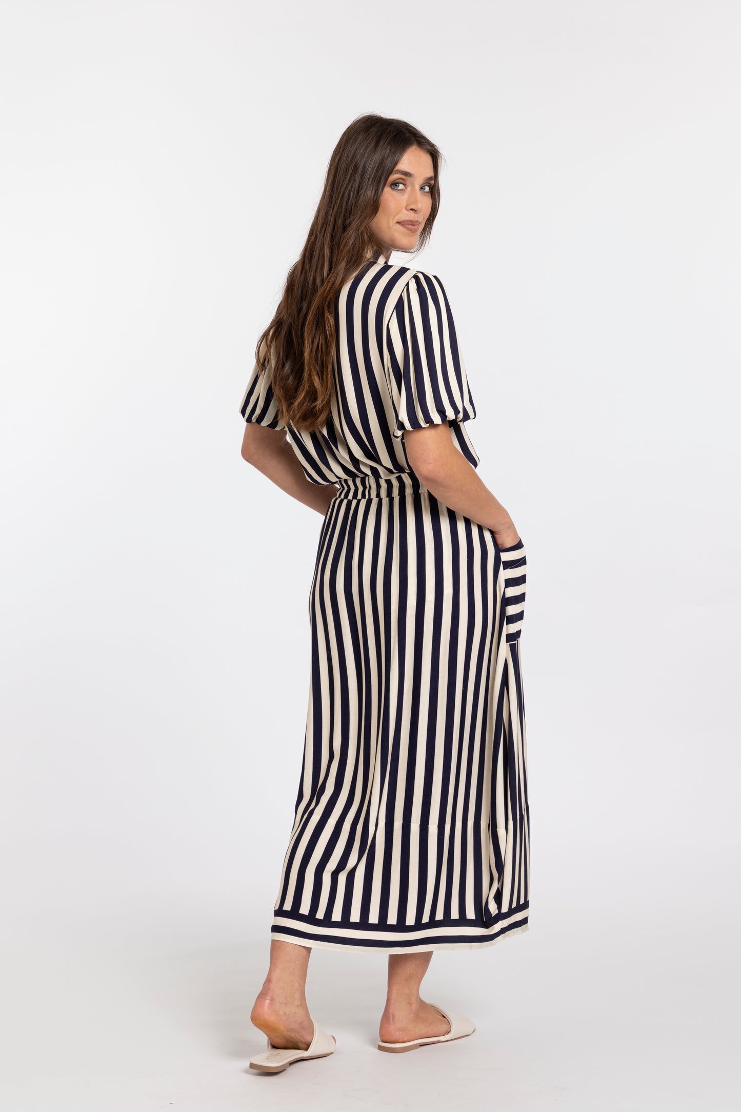 
                  
                    EVELYN BLOUSE-NAVY STRIPE
                  
                