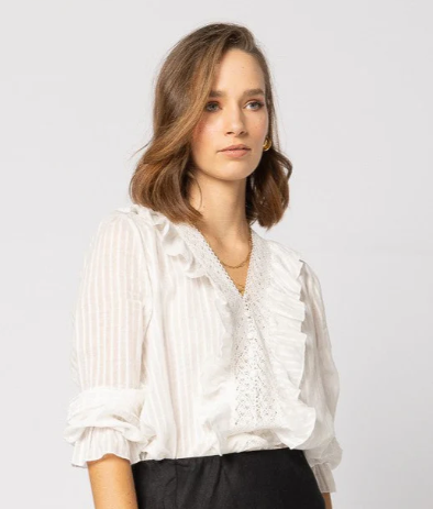 
                  
                    AMELIA BLOUSE-Vintage White-Pre order Due late October
                  
                