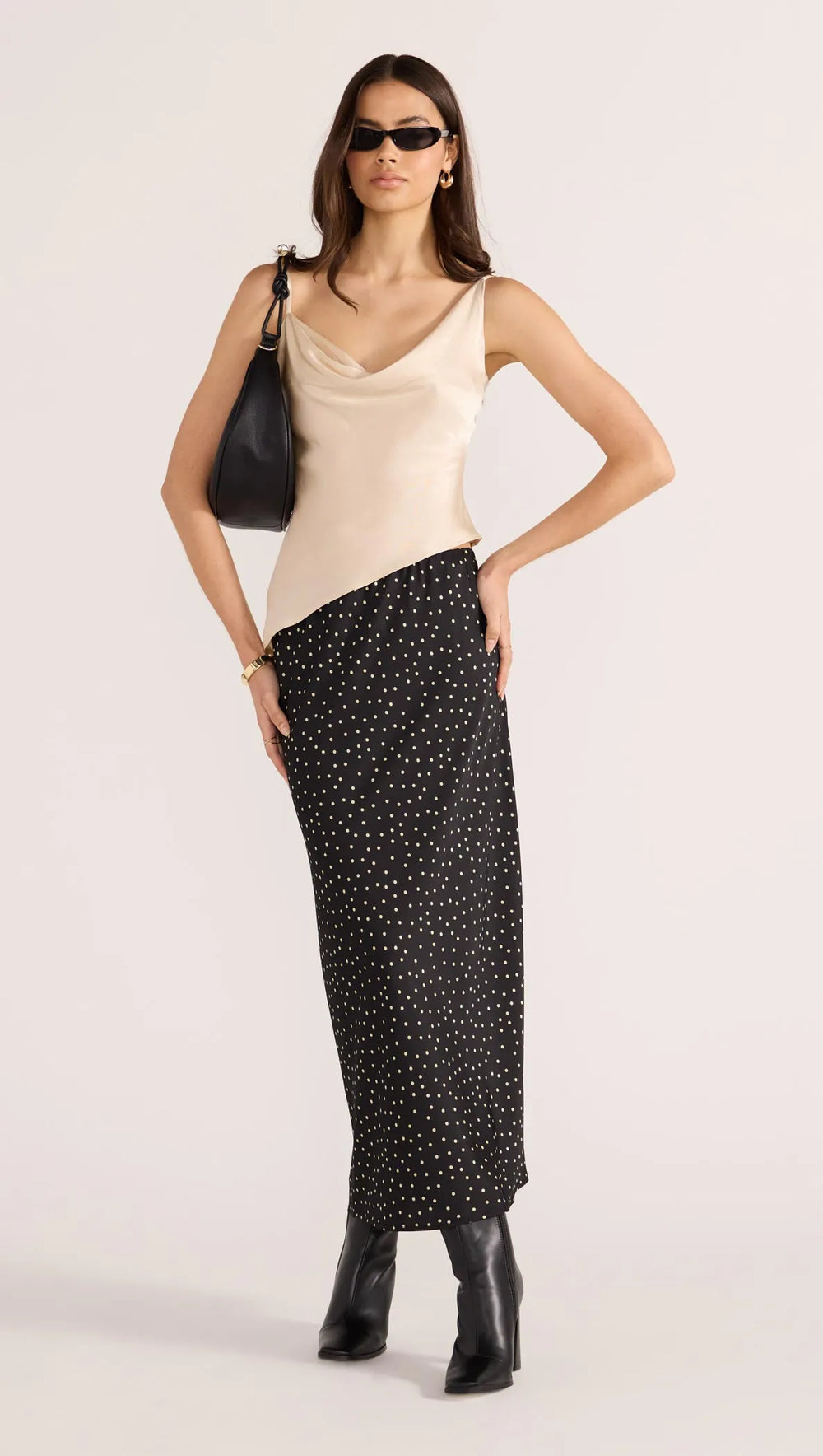 Jemma Polka Bias Midi Skirt