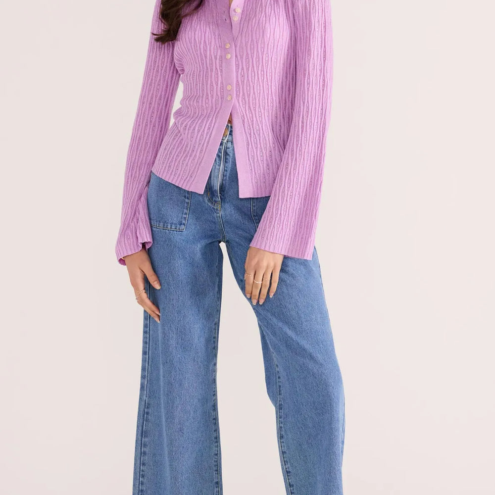 
                  
                    Johnna Button Knit Top -Lilac
                  
                