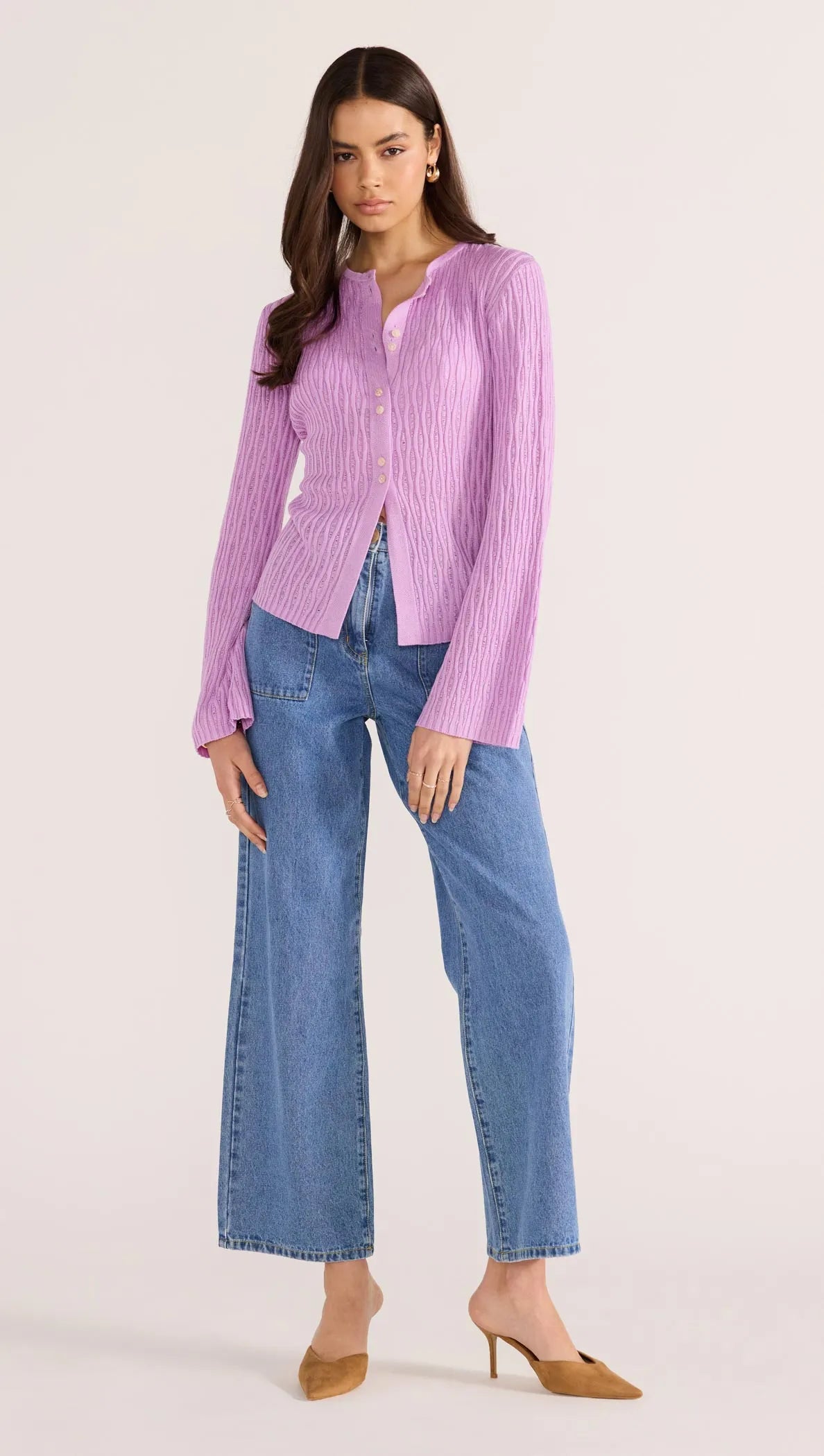 
                  
                    Johnna Button Knit Top -Lilac
                  
                