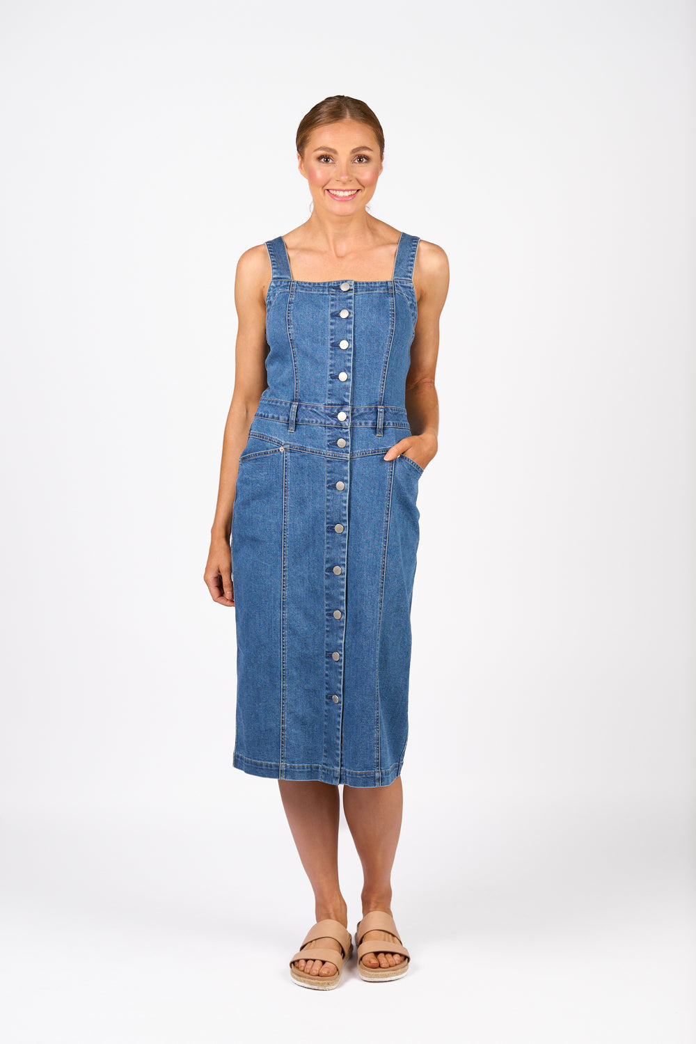 K1062 Novel Dress -Blue Denim