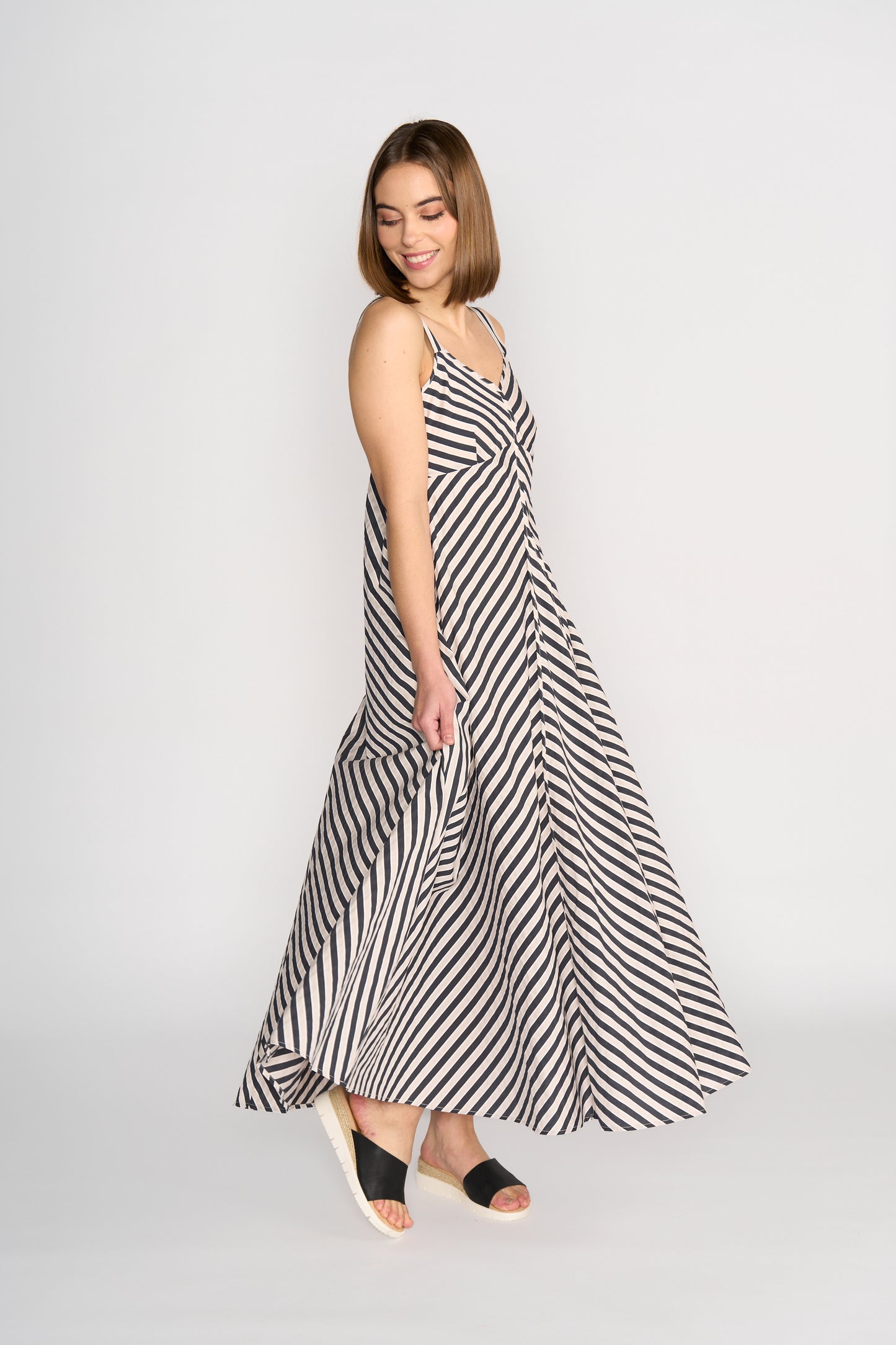 
                  
                    K1067 Gala Dress-Black/ Ecru Stripe
                  
                