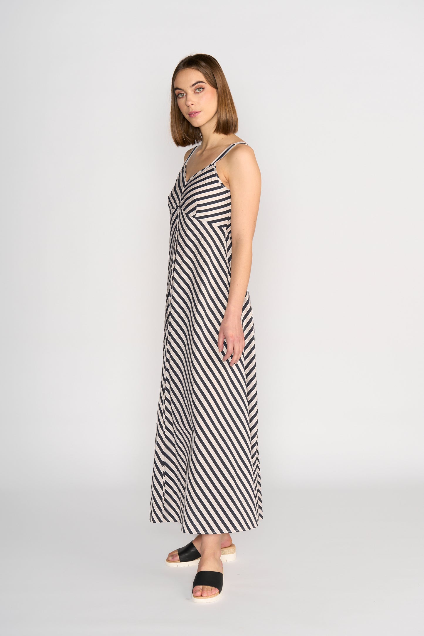
                  
                    K1067 Gala Dress-Black/ Ecru Stripe
                  
                