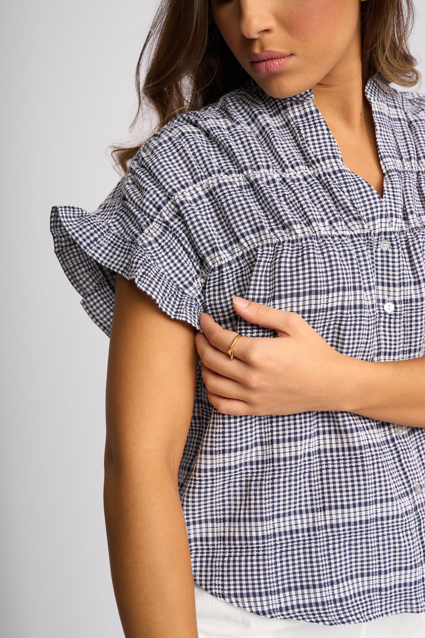 
                  
                    KNEWE ADDISON TOP-INK GINGHAM
                  
                
