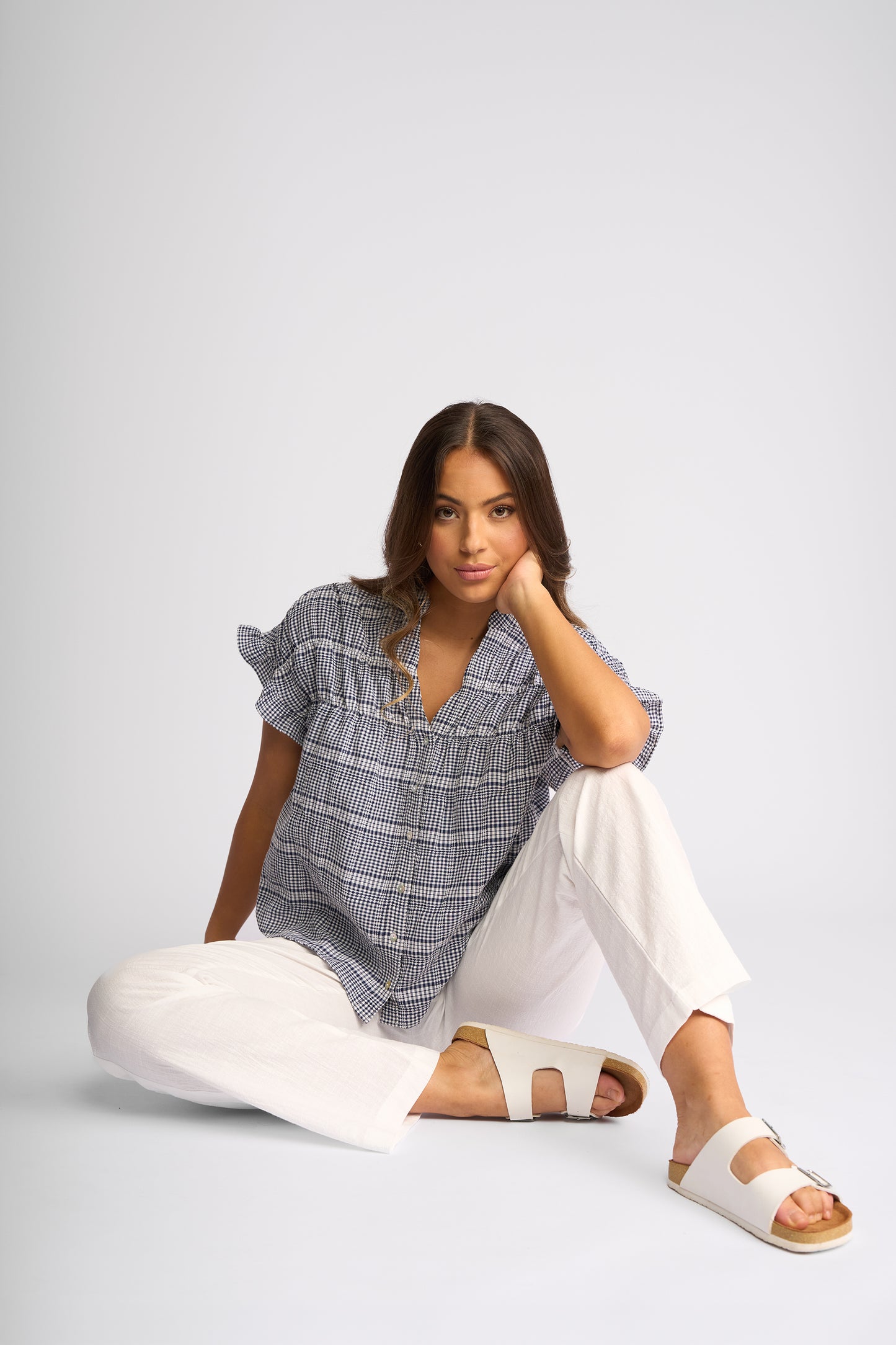 
                  
                    KNEWE ADDISON TOP-INK GINGHAM
                  
                
