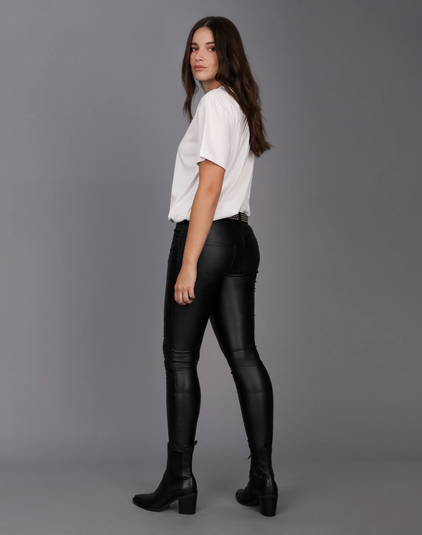 
                  
                    Mid Rise Leather Look Pant
                  
                