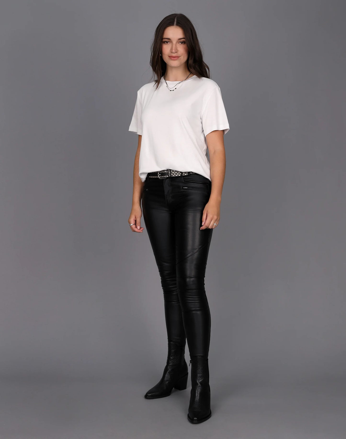 
                  
                    Mid Rise Leather Look Pant
                  
                