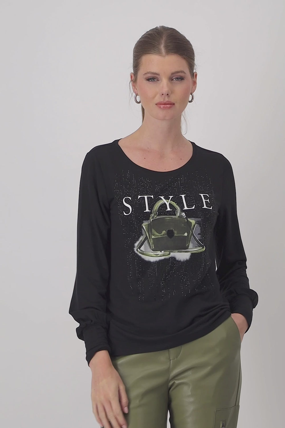 Monari Round neck Tee -schwarz999