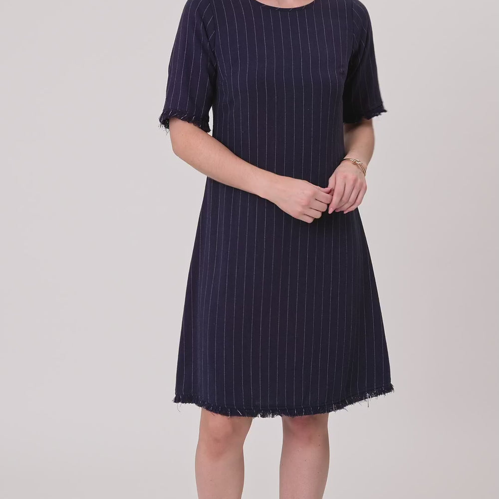 
                  
                    Load and play video in Gallery viewer, Allegra Linen Dress-Navy
                  
                