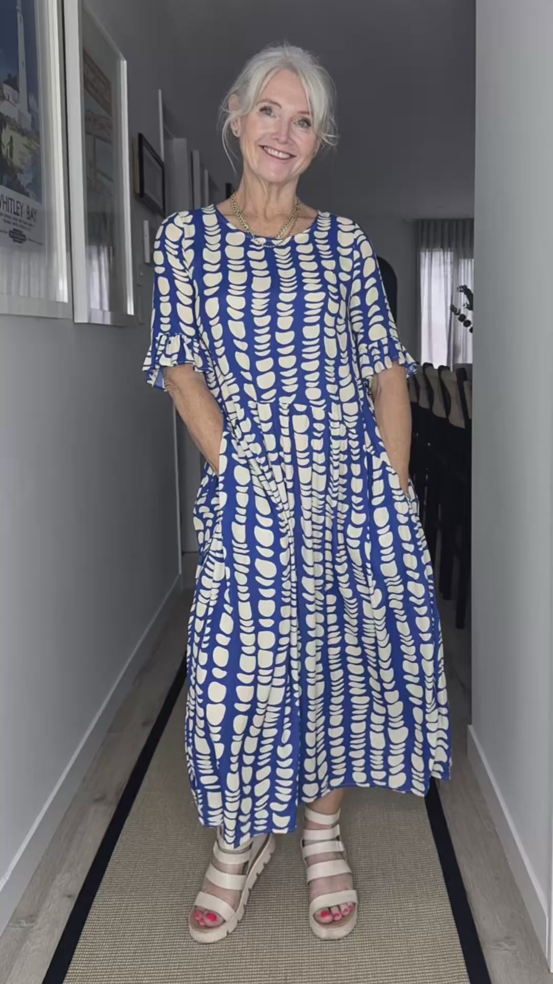 
                  
                    Load and play video in Gallery viewer, Madonna Dress -Cobalt Print
                  
                