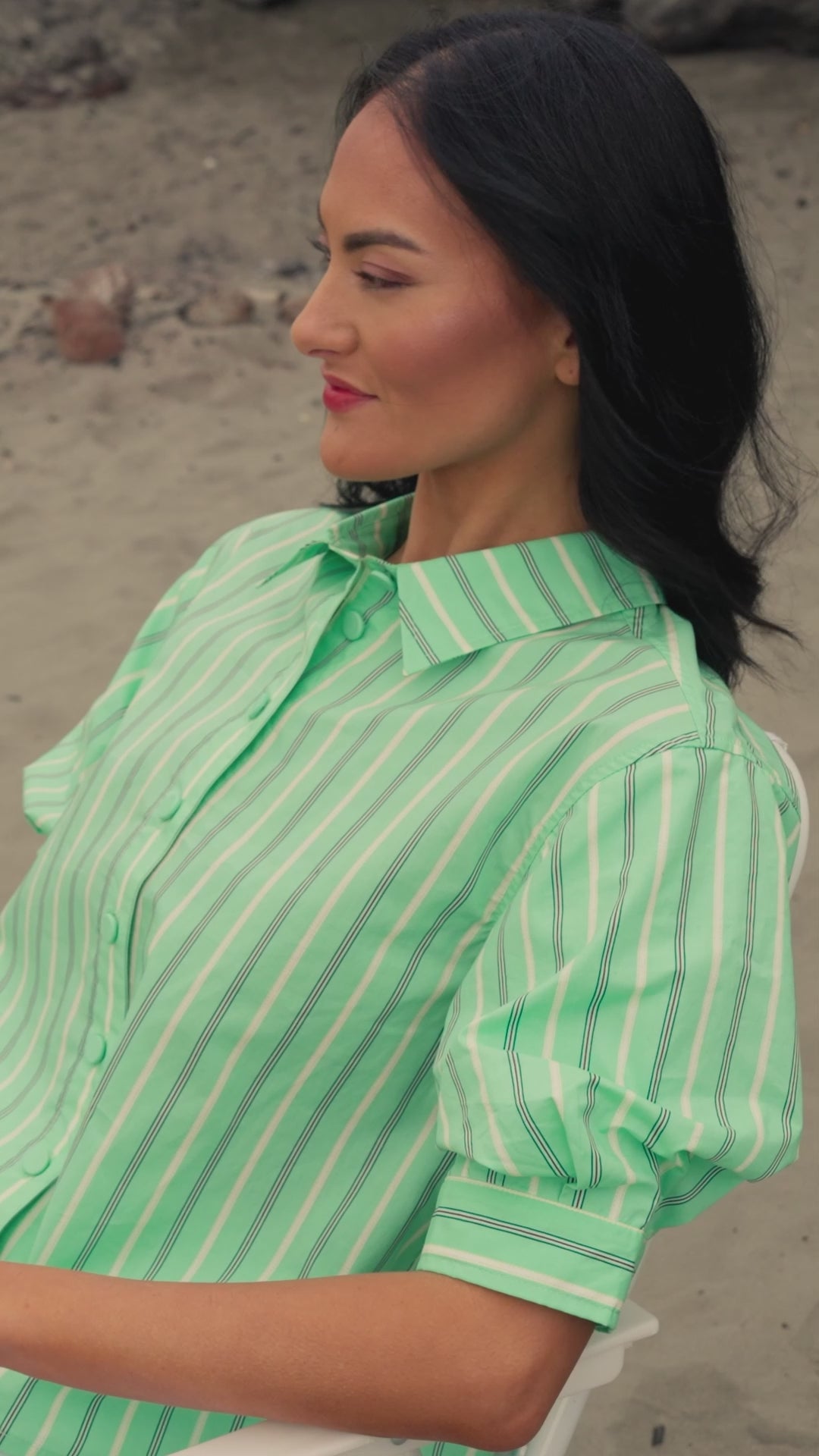 
                  
                    Load and play video in Gallery viewer, KNEWE TITAN SHIRT-MINT STRIPE
                  
                