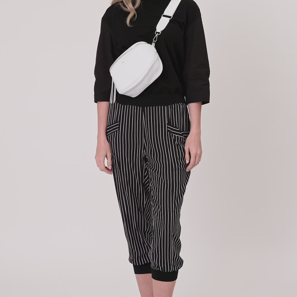 
                  
                    Load and play video in Gallery viewer, Harem Pant Black/white stripe
                  
                