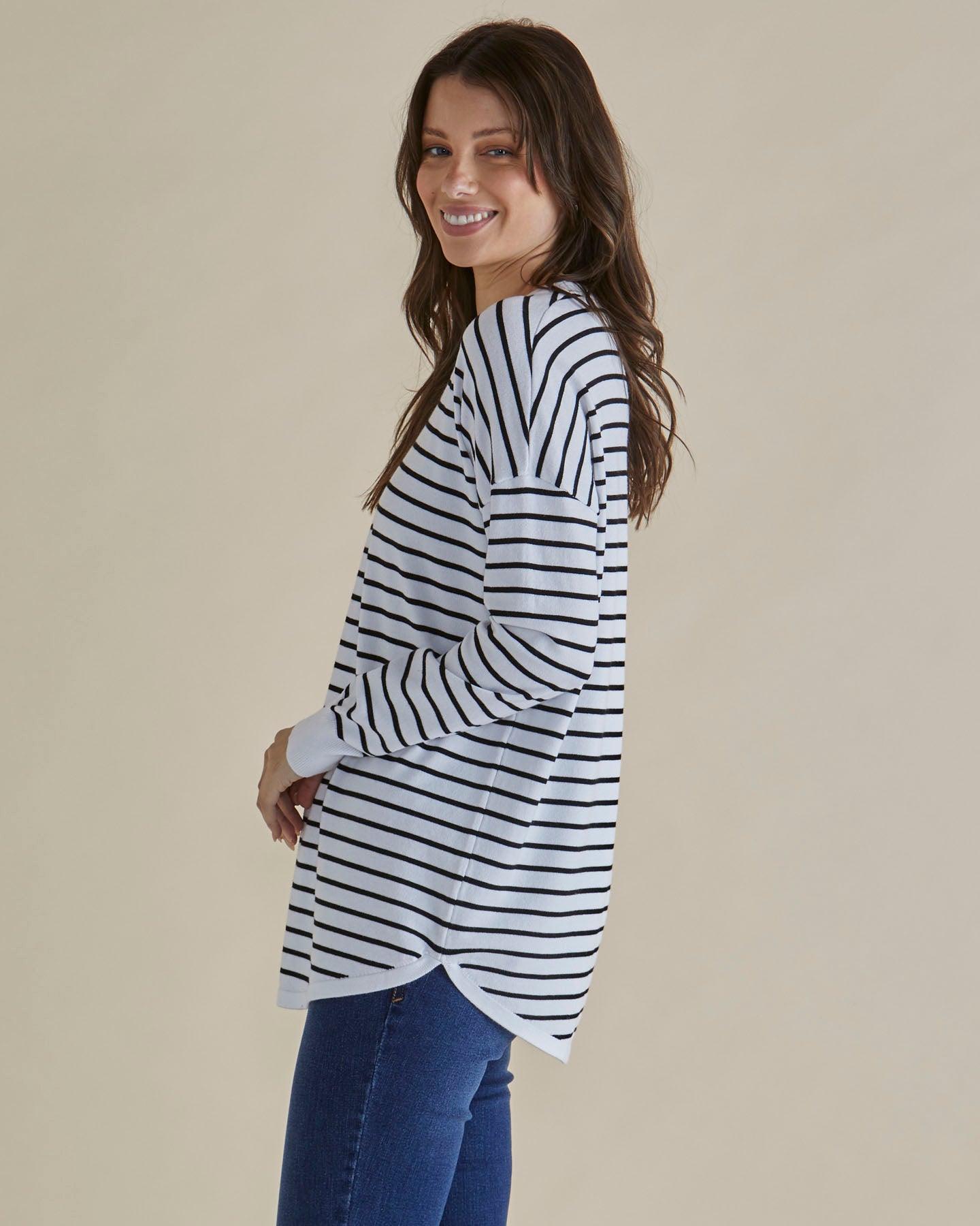
                  
                    Sophie Knit Jumper - Monochrome Stripe
                  
                