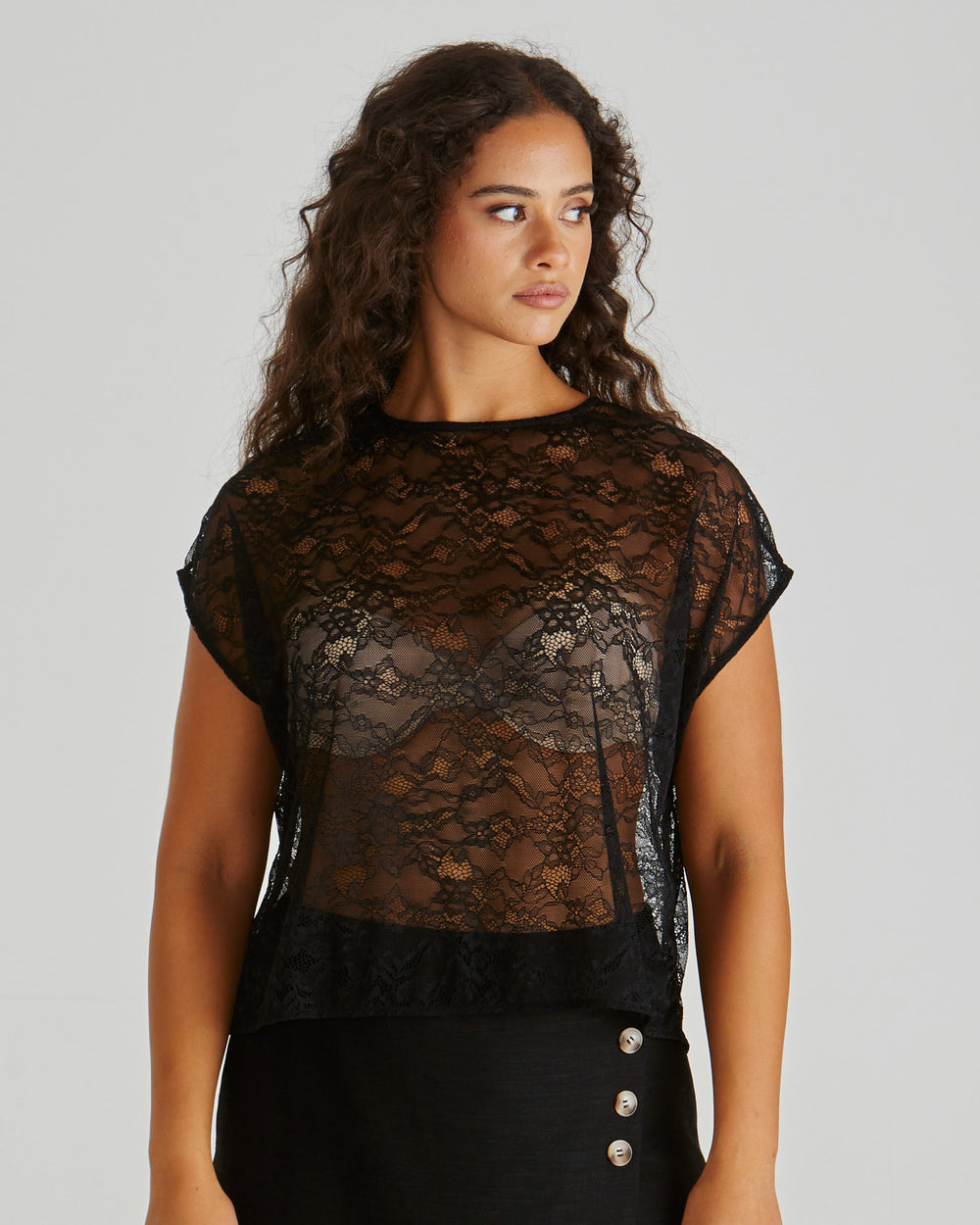 LIAM LACE BUTTON TANK-BLACK-PRE ORDER DUE DECEMBER 1