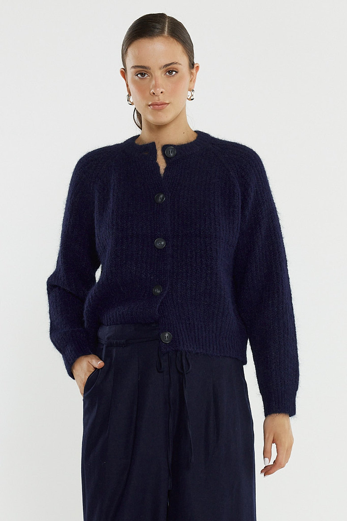 
                  
                    POSIE FLUFFY CARDI-NAVY-PRE ORDER
                  
                