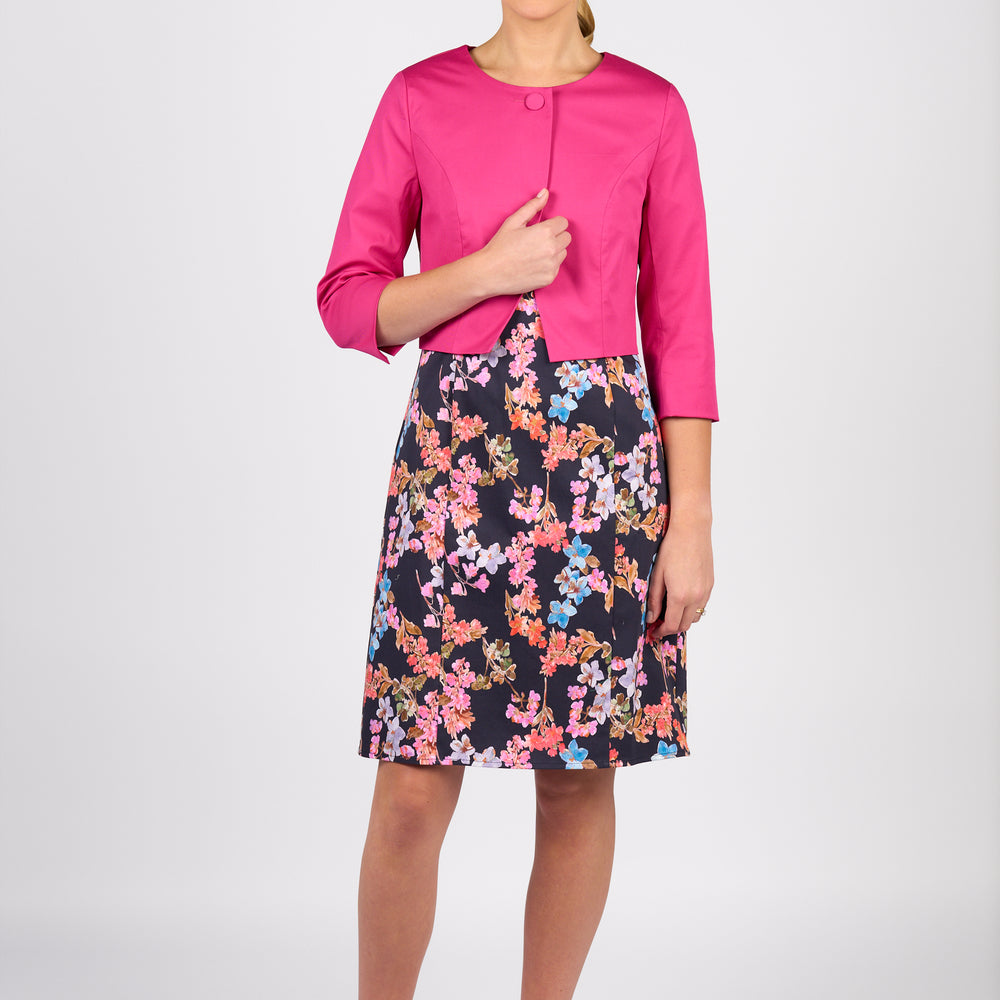 
                  
                    6092LW-Printed Lightweight Fitted Dress with Short Sleeve-Willa
                  
                