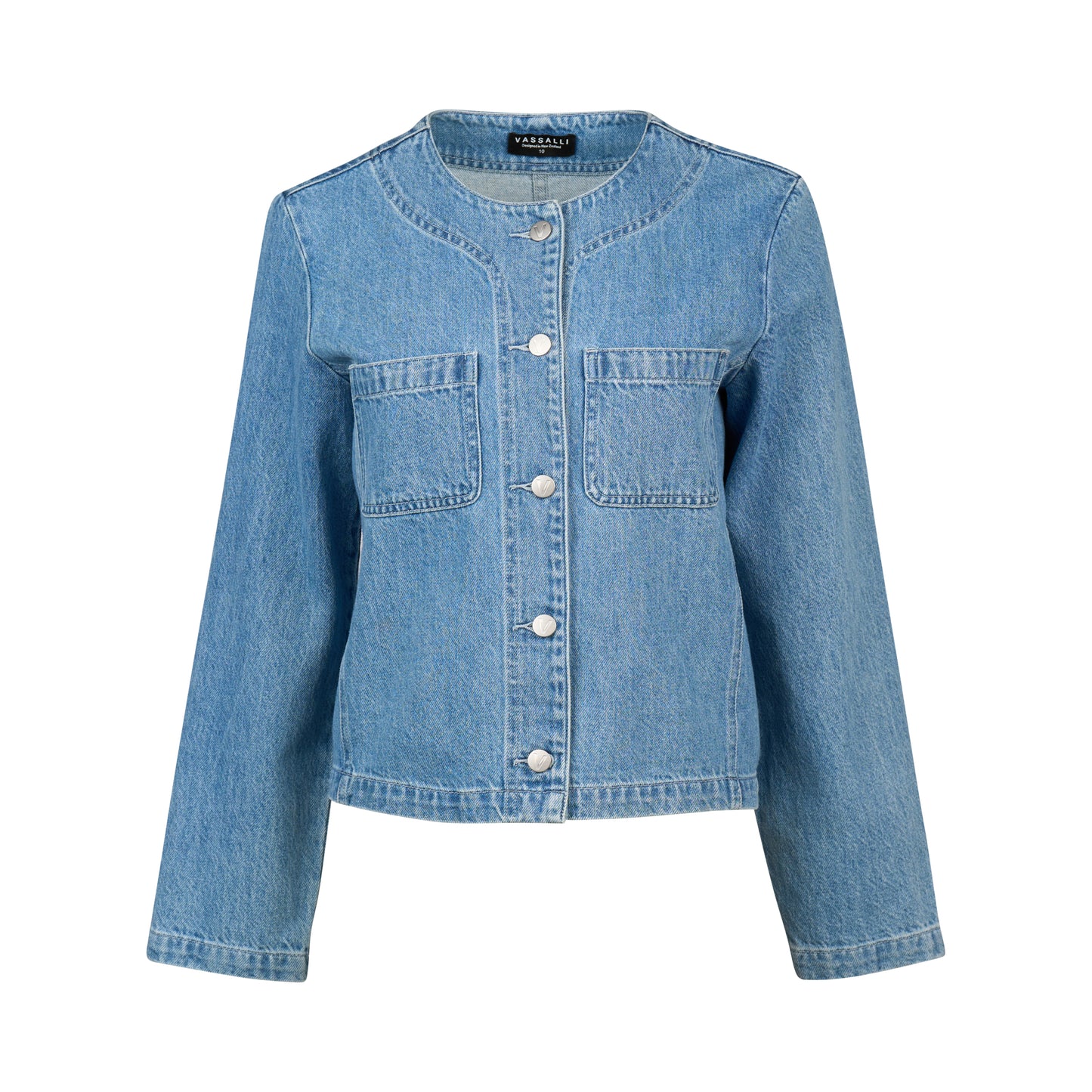 
                  
                    2102-Collarless Denim Jacket-Light wash
                  
                