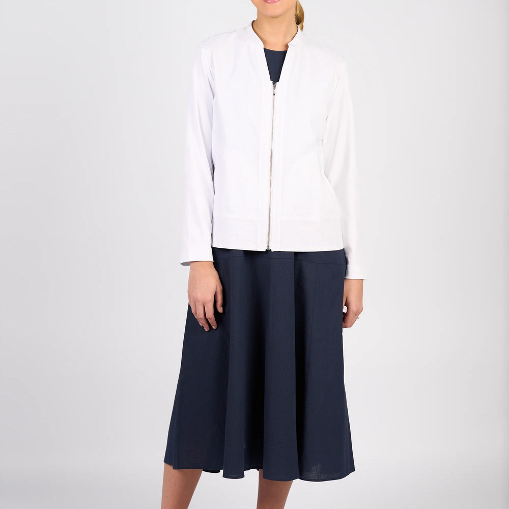 
                  
                    2103-Zip Up Jacket with Knit Panels-White
                  
                