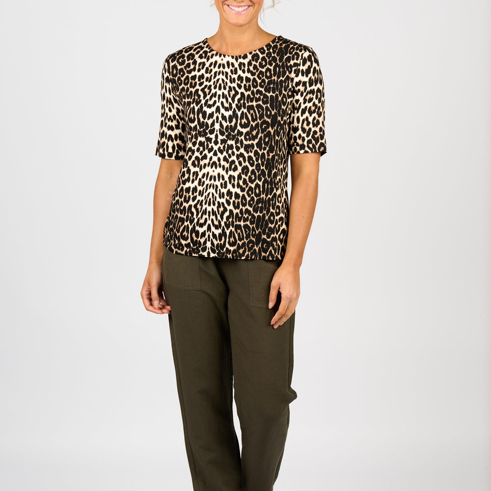 
                  
                    4329-3/4 Sleeve Round Neck Top-Leopard print
                  
                