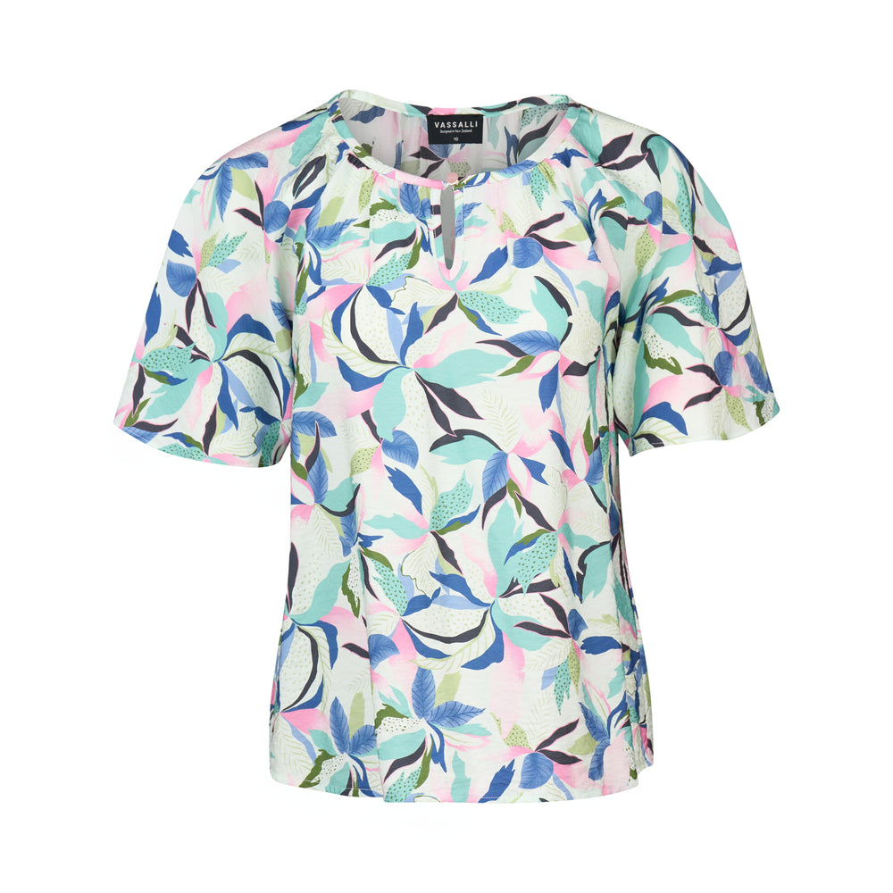 
                  
                    4490P-Printed Floaty Sleeve Top with Front Keyhole-Soliel
                  
                