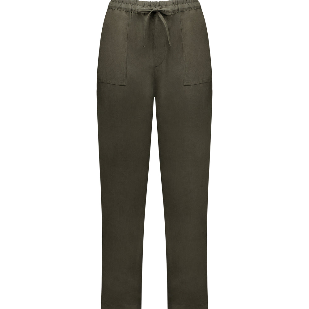 
                  
                    5016-Slim Leg Ankle Grazer Elastic Waist Linen Pant-Khaki
                  
                