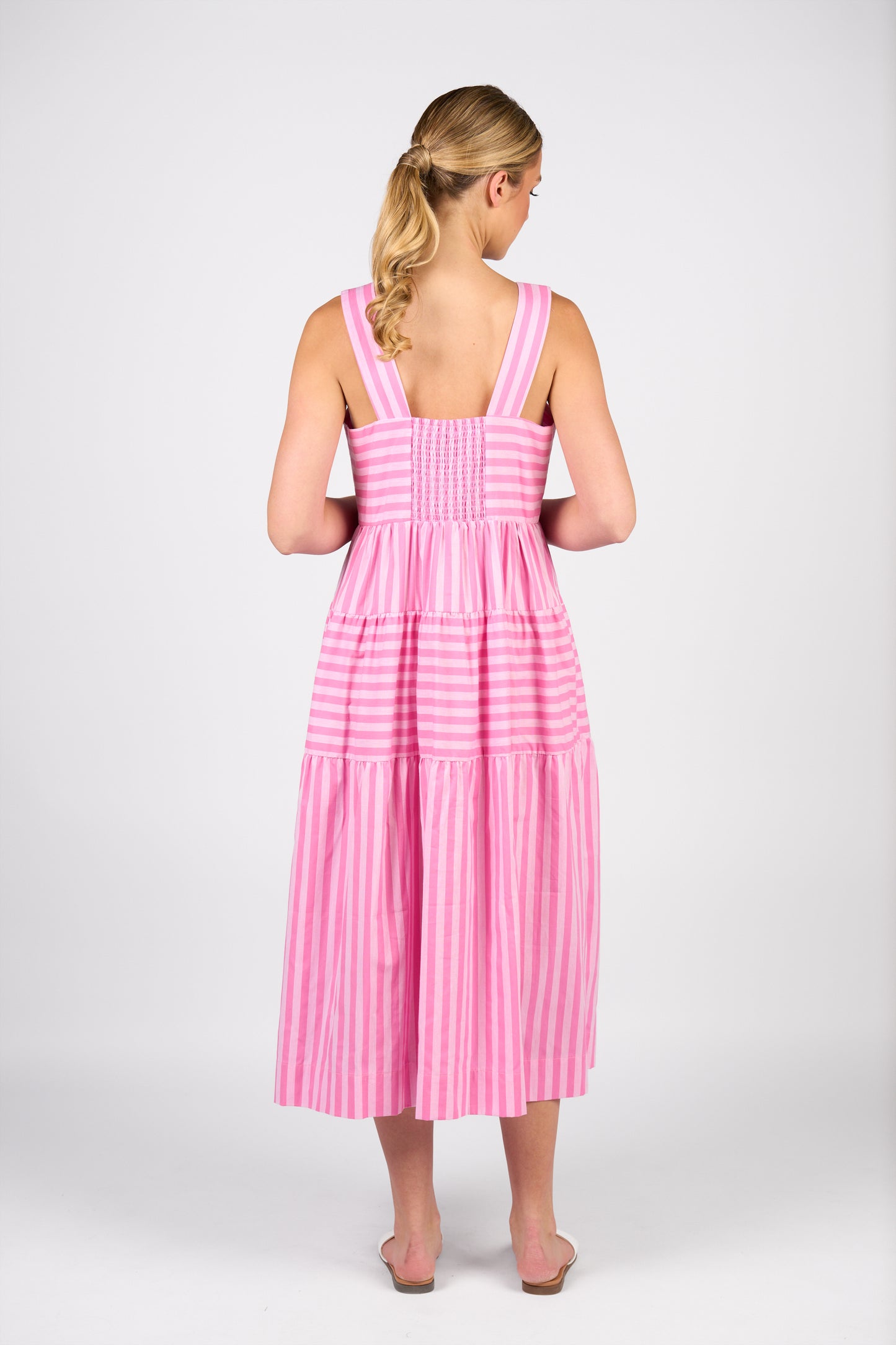 
                  
                    6099-Sleeveless Tiered Dress with Wide Straps-Pink Stripe
                  
                