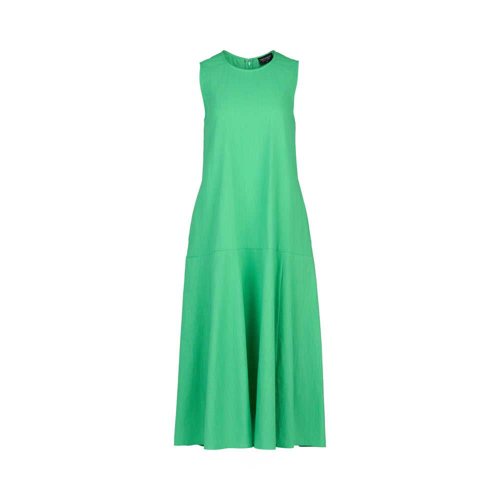 
                  
                    6102-Plain Long Sleeveless Dress with Round Neck and Pockets-Clover
                  
                