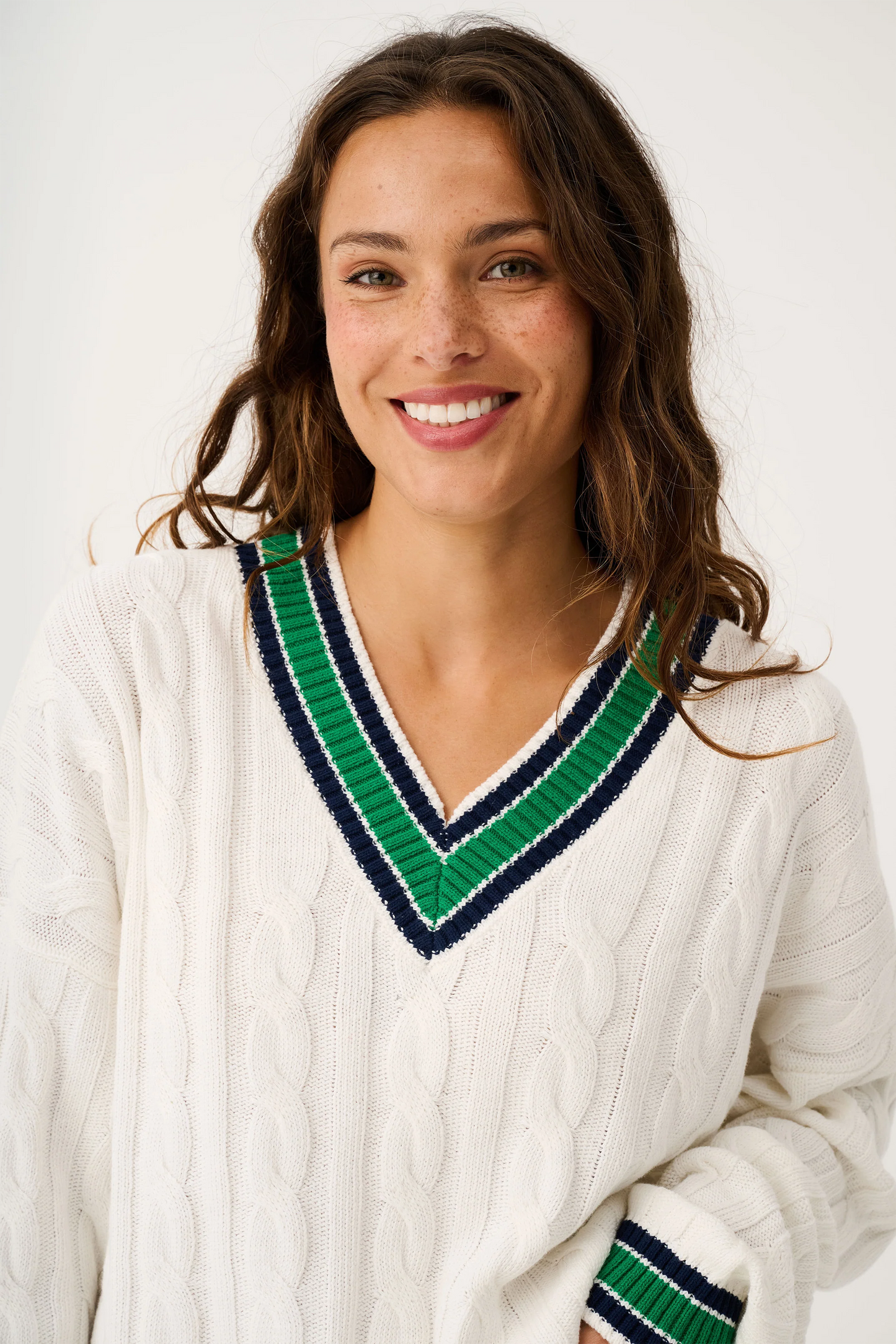 
                  
                    Asher Heritage Knit Sweater - Cream/Tide
                  
                